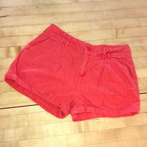 Coral linen shorts